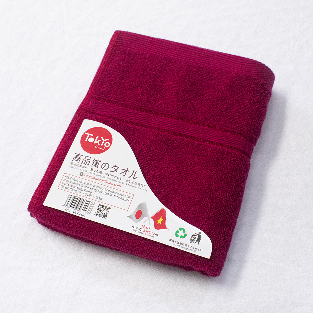 Khăn Gội đầu Cotton màu đỏ đô Khăn Gội đầu Cotton màu đỏ đô