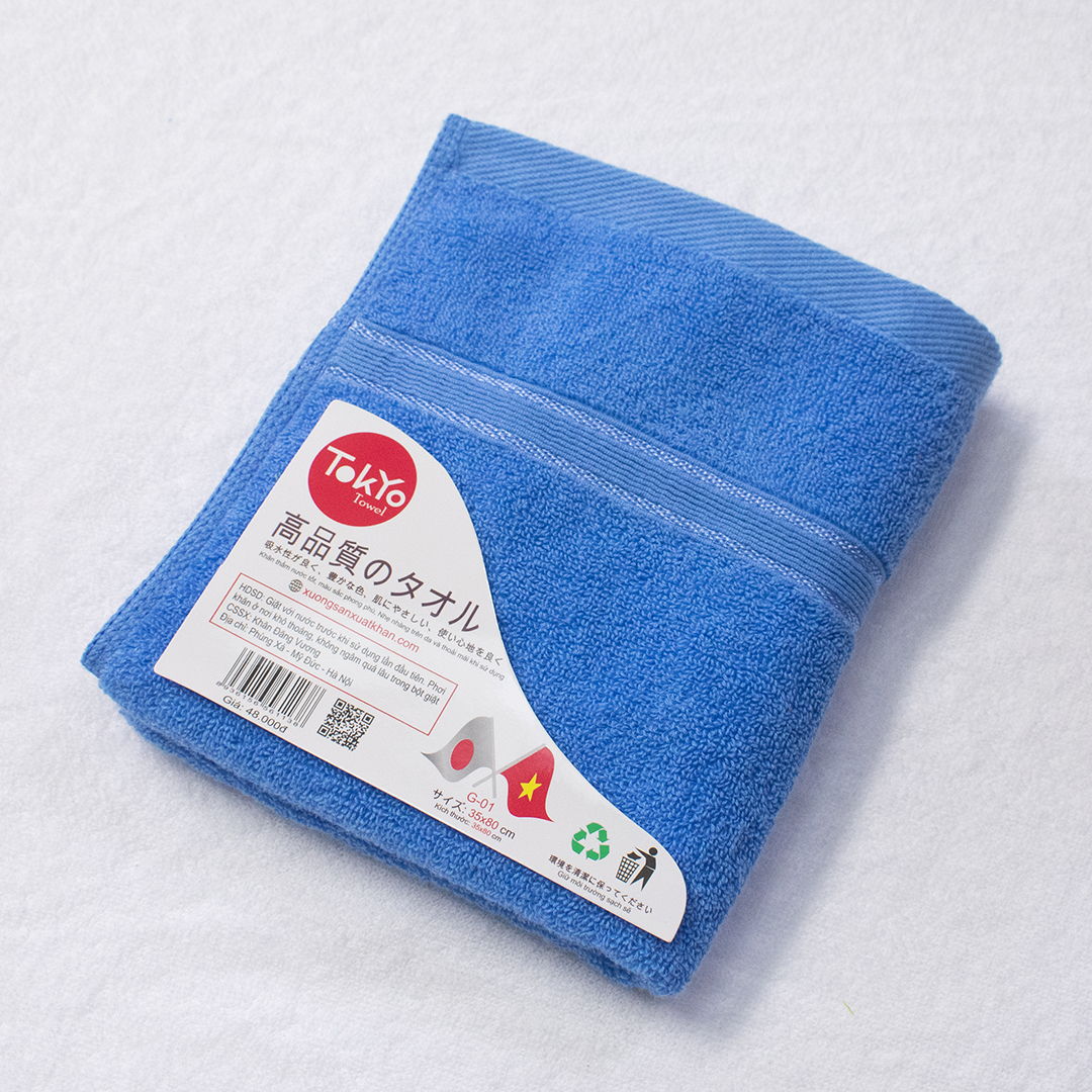 Khăn Gội đầu Cotton màu xanh dương
