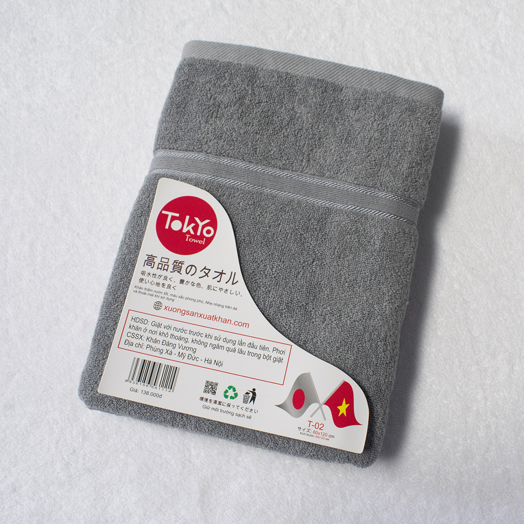 Khăn tắm 1m2 màu xám ghi khan tam tokyo towel 60x120 xam ghi