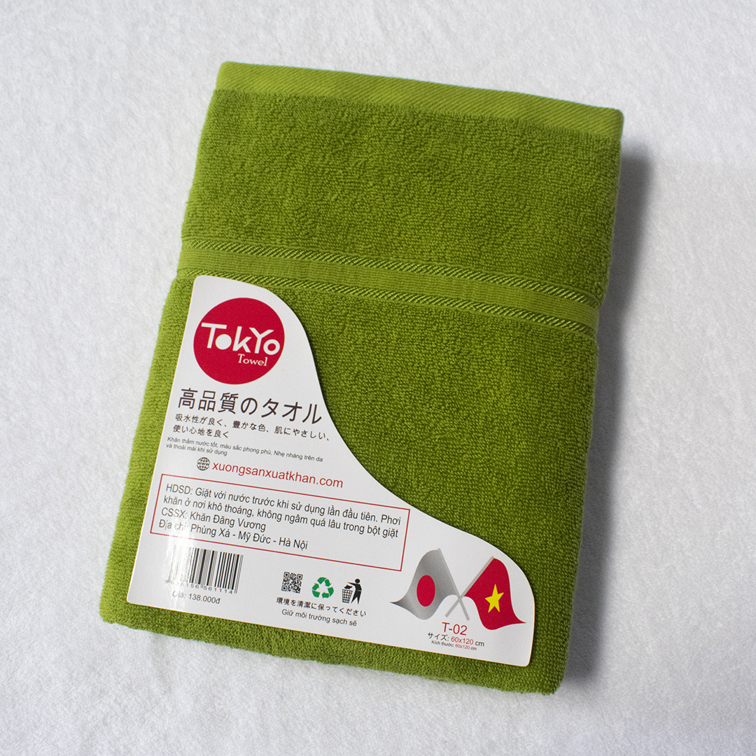 Khăn tắm 1m2 màu xanh rêu khan tam tokyo towel 60x120 xanh bo doi