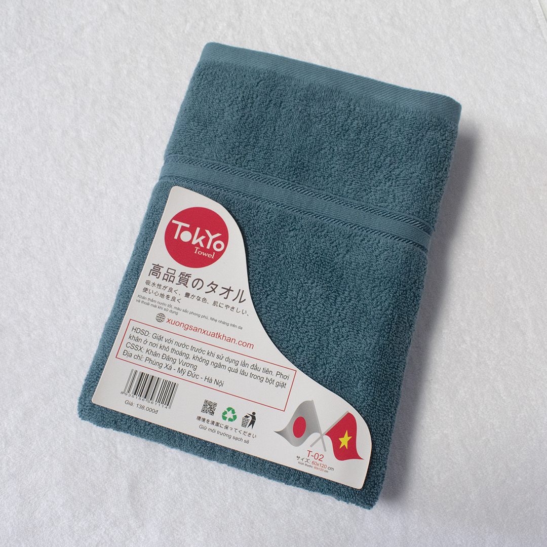Khăn tắm 1m2 màu xanh đá khan tam tokyo towel 60x120 xanh da