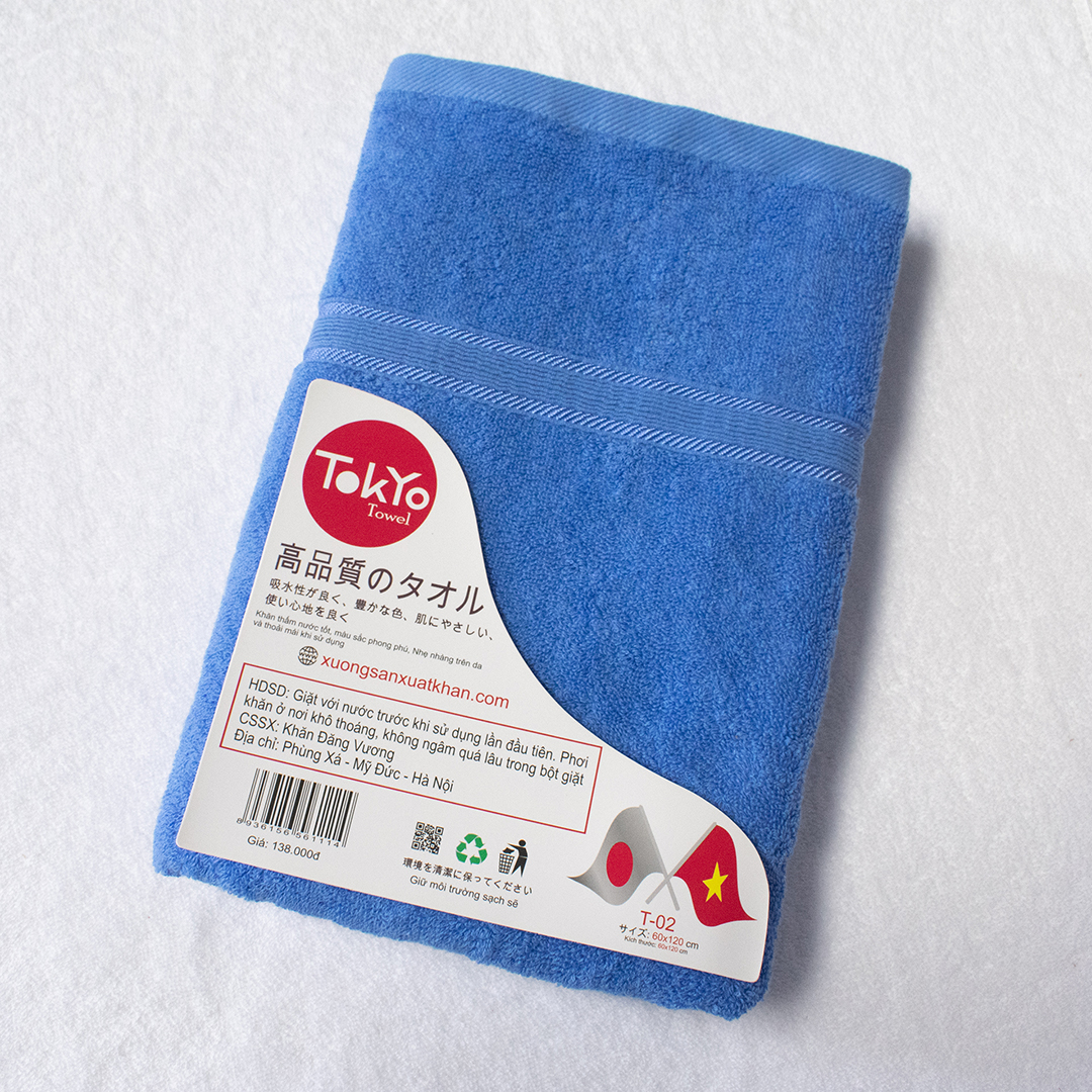 Khăn tắm 1m2 màu xanh dương khan tam tokyo towel 60x120 xanh duong