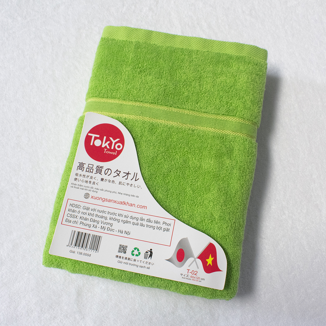 Khăn tắm 1m2 màu xanh lá khan tam tokyo towel 60x120 xanh la