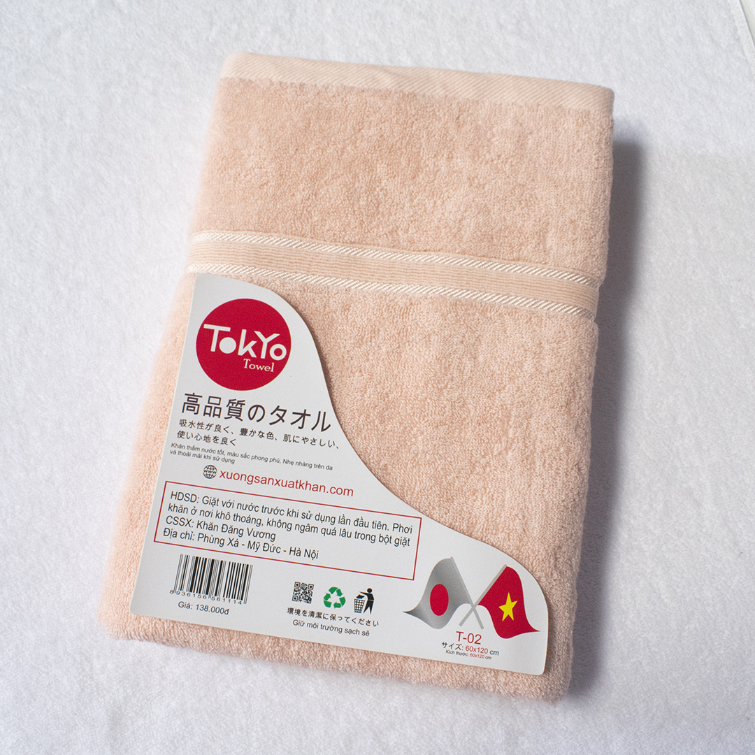 Khăn tắm 1m2 màu hồng phấn khan tokyo towel 60x120 hong phan
